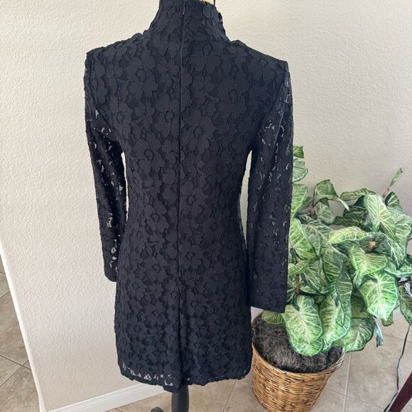 INC International Concepts Black Lace Mock Neck Mini Dress - Size L - Picture 7 of 9
